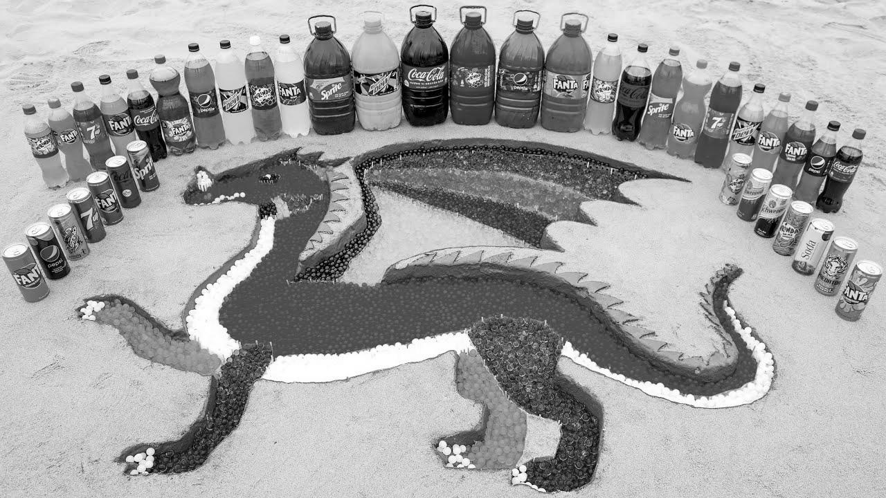 Easy methods to make Rainbow DRAGON with Orbeez Colorful, Huge Coca Cola, Fanta and Mentos & Fashionable Sodas